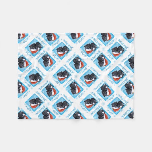 Happy Howlidays Black Russian Terrier Fleecedecke (Vorderseite (Horizontal))