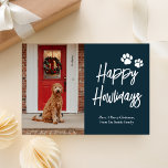 Happy Howlidays Blue Calligraphy Pet Foto Feiertagskarte<br><div class="desc">Happy Howlidays Blue Gold Kalligraphie Pet Foto Holiday Card. Senden Sie Ihren personalisierten und individuell gestaltbaren Urlaub an Freunde,  Kollegen und Familie in schlichten,  eleganten und modernen Foto Design festliche,  natürliche minimalistische Stilkarten! Unter der Kalligrafie finden Sie Ihre persönliche Grußbotschaft in der modernen Typografie.</div>