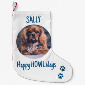 Happy HOWLidays Blue Christmas Pet Foto Kleiner Weihnachtsstrumpf (Vorderseite)