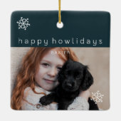 Happy Howlidays Blue Foto Dog Keramikornament (Rückseite)