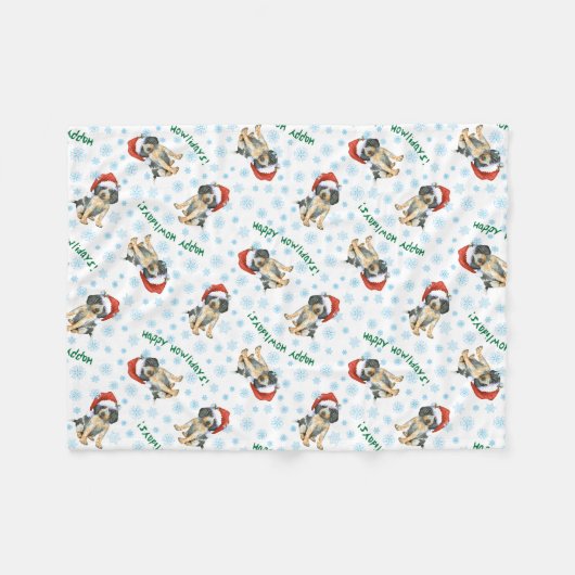 Happy Howlidays Bluetick Fleece Blanket (Vorderseite (Horizontal))