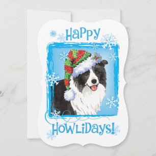 Happy Howlidays Border Collie Feiertagskarte