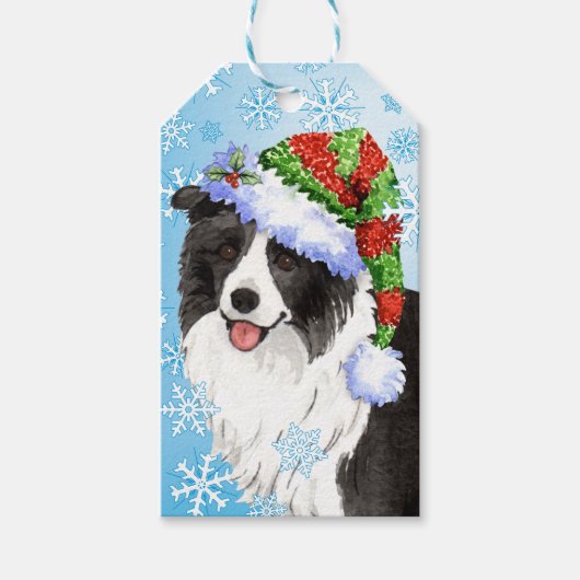 Happy Howlidays Border Collie Geschenkanhänger (Vorderseite)