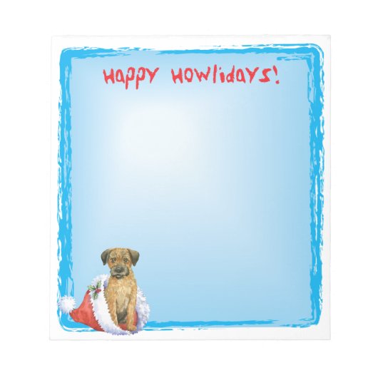 Happy Howlidays Border Terrier Notizblock (Vorderseite)