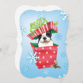 Happy Howlidays Boston Terrier Feiertagskarte (Vorne/Hinten)