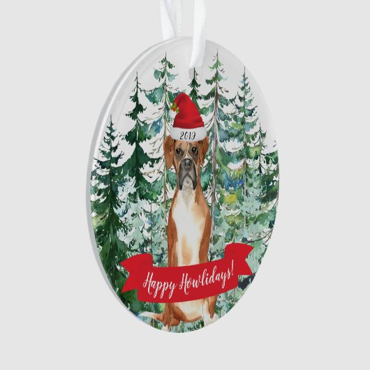 Happy Howlidays Boxer Weihnachten Ornament (Vorderseite)