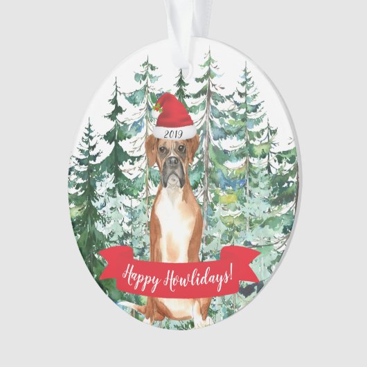 Happy Howlidays Boxer Weihnachten Ornament (Vorderseite)