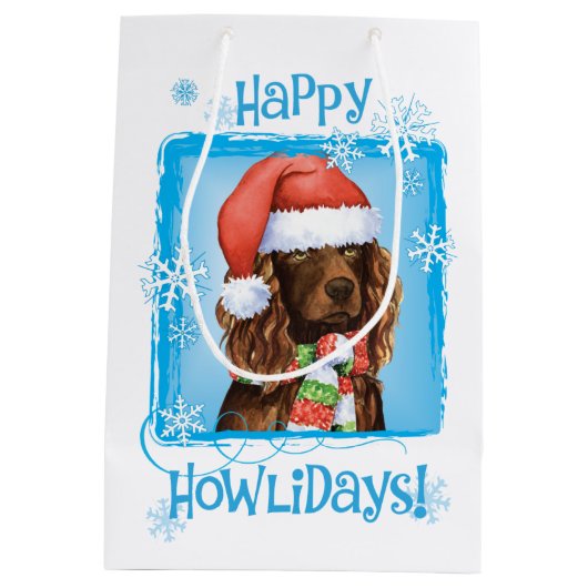 Happy Howlidays Boykin Spaniel Mittlere Geschenktüte (Rückseite)