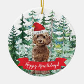 Happy Howlidays Brown Cockapoo Dog Christmas Ornam Keramik Ornament (Vorne)