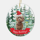 Happy Howlidays Brown Cockapoo Dog Christmas Ornam Keramik Ornament (Links)