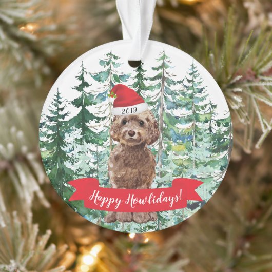 Happy Howlidays Brown Cockapoo Hund Weihnachten Ornament (Baum)