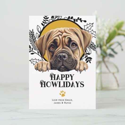 Happy Howlidays Bullmastiff Dog Weihnachten (Stehend Vorderseite)