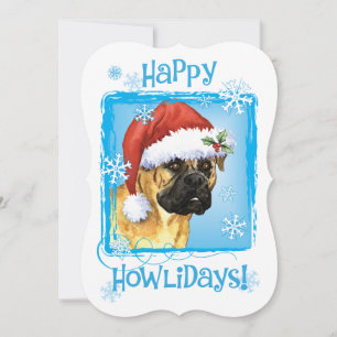 Happy Howlidays Bullmastiff Feiertagskarte