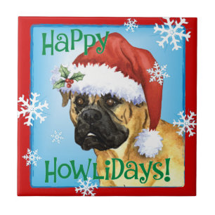 Happy Howlidays Bullmastiff Fliese
