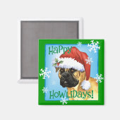 Happy Howlidays Bullmastiff Magnet (Vorderseite/Rückseite)