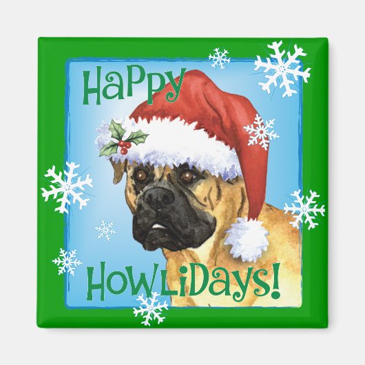 Happy Howlidays Bullmastiff Magnet (Vorne)