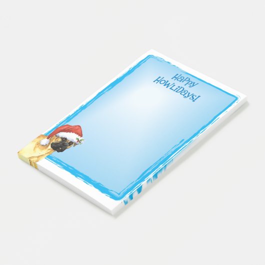 Happy Howlidays Bullmastiff Post-it Klebezettel (angewinkelt)