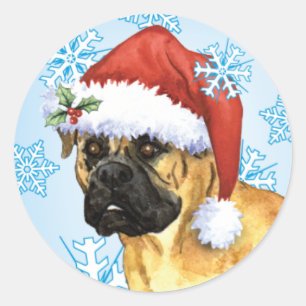Happy Howlidays Bullmastiff Runder Aufkleber