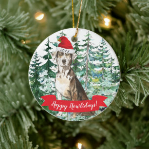 Happy Howlidays Catahoula Leopard Dog Weihnachten Keramik Ornament