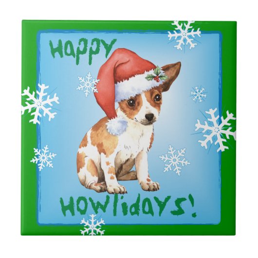 Happy Howlidays Chihuahua Fliese (Vorderseite)