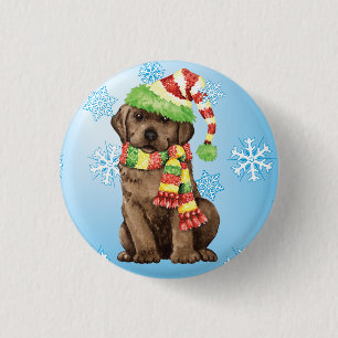 Happy Howlidays Chocolate Lab Button