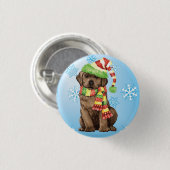 Happy Howlidays Chocolate Labrador Button (Vorne & Hinten)