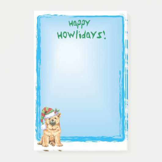Happy Howlidays Chow Chow Post-it Klebezettel (Vorderseite)