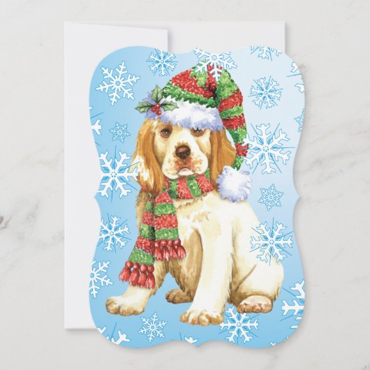 Happy Howlidays Clumber Spaniel Feiertagskarte (Vorderseite)