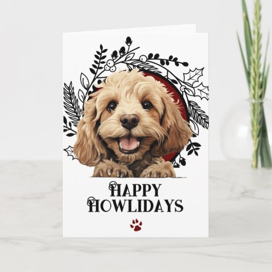 Happy Howlidays Cockapoo Dog Weihnachten (Vorderseite)