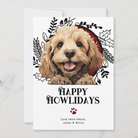 Happy Howlidays Cockapoo Dog Weihnachten (Vorderseite)