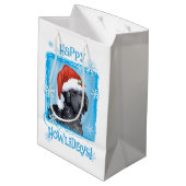 Happy Howlidays Curly Coated Retriever Mittlere Geschenktüte (Rückseite Schrägansicht)