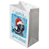 Happy Howlidays Curly Coated Retriever Mittlere Geschenktüte (Vorderseite Schrägansicht)