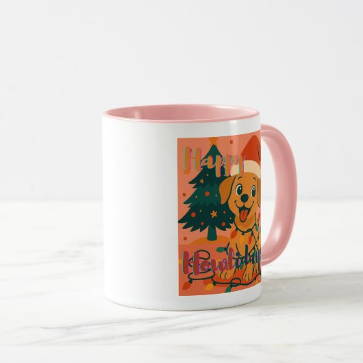 Happy Howlidays! Cute & Funny Dog Tasse (VorderseiteRechts)