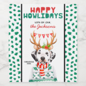 Happy Howlidays Dalmatiner Hund Weihnachten Weinetikett (Einzelnes Label)