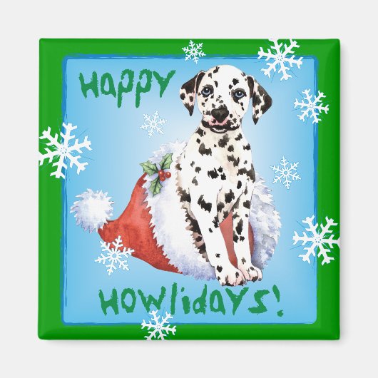 Happy Howlidays Dalmatiner Magnet (Vorne)