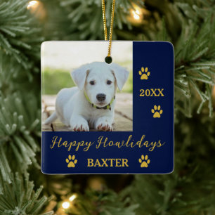 Happy Howlidays Dog Foto Weihnachten Keramikornament