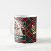 Happy Howlidays Dog Green Red Kariert Weihnachten Kaffeetasse (Vorderseite Links)