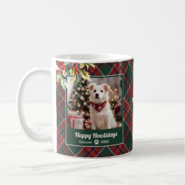Happy Howlidays Dog Green Red Kariert Weihnachten Kaffeetasse