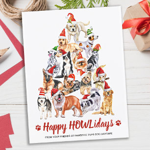 Happy HOWLidays Dog Lover Christmas Tree Business Feiertagspostkarte