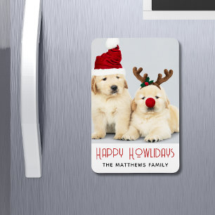 Happy Howlidays Dog Lover Holiday Weihnachten Foto Magnet