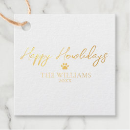 Happy Howlidays Dog Paw Print Holiday Foil Geschenkanhänger