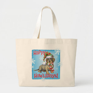Happy Howlidays Drahthaar Dackel Jumbo Stoffbeutel