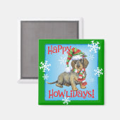 Happy Howlidays Drahthaar Dackel Magnet (Vorderseite/Rückseite)