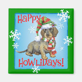 Happy Howlidays Drahthaar Dackel Magnet (Vorne)