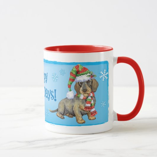 Happy Howlidays Drahthaar Dackel Tasse (Rechts)