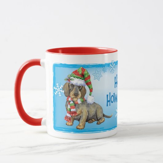 Happy Howlidays Drahthaar Dackel Tasse (Links)
