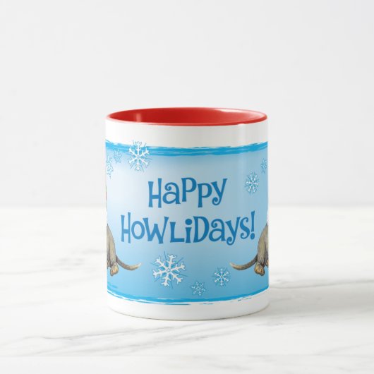 Happy Howlidays Drahthaar Dackel Tasse (Zentrum)