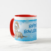 Happy Howlidays Drahthaar Dackel Tasse (Vorderseite Links)