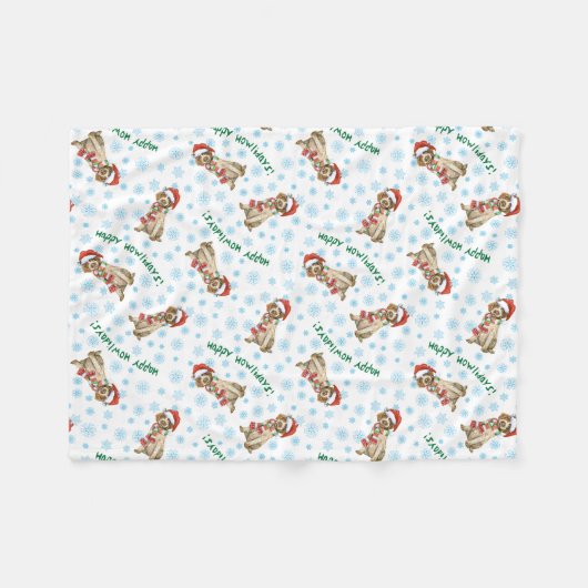 Happy Howlidays Drahthaar Pointing Griffon Fleecedecke (Vorderseite (Horizontal))