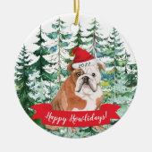 Happy Howlidays English Bulldog Dog Christmas Orna Keramik Ornament (Vorne)